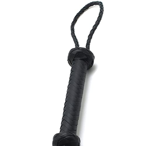 Chicote de couro feito à mão de 60 cm para uso externo com cabo Chicote de treinamento para colheita