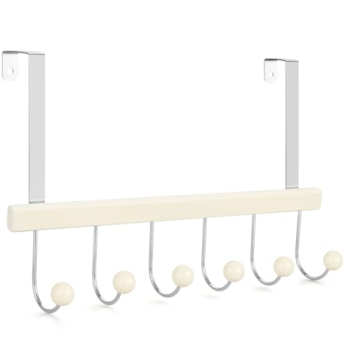 TOPIA HANGER Over The Door Hooks for Hanging, Towel Hooks Towel Racks for Bathroom, Coat Hooks Coat Rack Over The Door Organizer Hanging, Wooden Door Hangers for Coat Towel Hat Purse CT71W