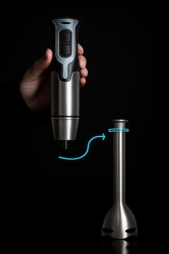 MAXELLPOWER Batidora de mano 700w con 2 velocidades, cuchillas de acero inoxidable, brazo resistente y vaso medidor 800ml. Elección perfecta resultados eficientes y precisos en todas recetas (Gris) - imagen 9