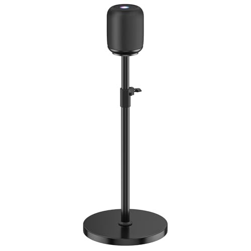 Höhenverstellbarer Lautsprecherständer für HomePod 2 mit integriertem Kabelmanagement – ​​Robuster Bodenständer für HomePod-Lautsprecher der 2. Generation, einfache Montage, Schwarz