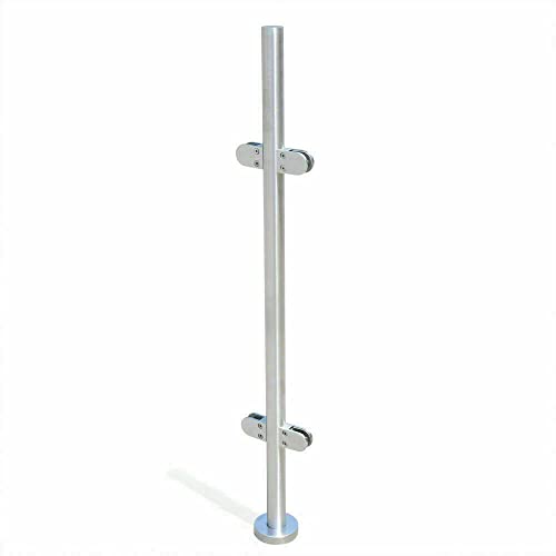 Barandilla de escalera, 110 cm, acero inoxidable, varillas de cristal, postes de vidrio, vallas,...