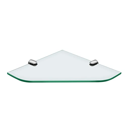 S'AFIELINA Étagères Salle de Bain en Verre trempé 6 mm,Étagère d'angle pour Salle de Bain,23 x 23 cm,Capacité de Poids 10kg (1 pièce)