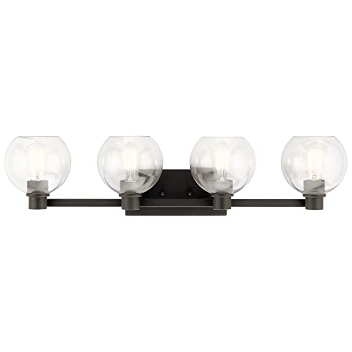 Image of Kichler Harmony 33.5 inch Vanity Light in Brushed Nickel, 3-Light Traditional Bathroom Vanity with Clear Glass, (33.5 inch W x 8.25 inch H), 45895NI