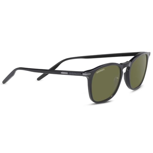 Serengeti - Delio Shiny Black Mineral Polarized 555nm Cat 3 to 3 Medium Sunglasses Unisex Adult