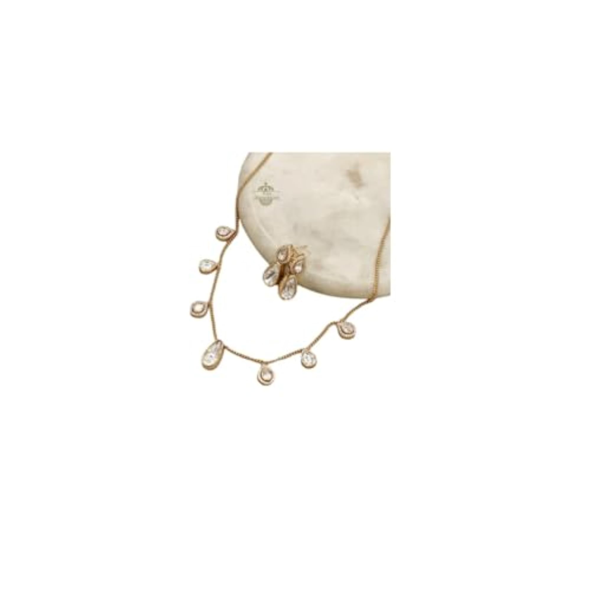 Women's Elegant Polki Necklace with Uncut Diamonds, Traditional Indian Design