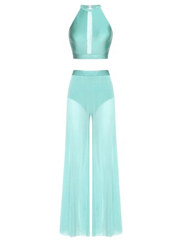 Costume performance menthe verte fluide pour danse lyrique en gala