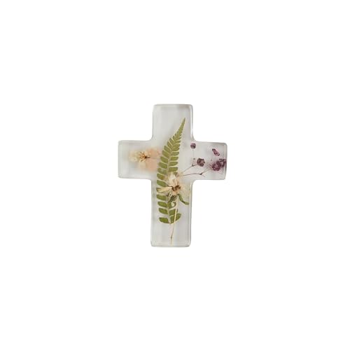 Cruz de Resina con Flores Secas y Helecho Mud Pie