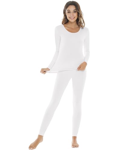 Image of NACHILA Thermal Underwear for Women-Viscose Made from Bamboo,Soft Long Johns Set Base Layer Pajamas Set Long Sleeve Pjs