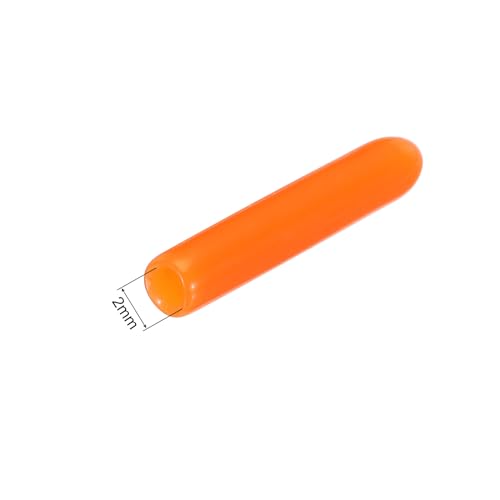 Image of MECCANIXITY 50pcs 2mm Rubber End Caps Cover PVC Vinyl Screw Thread Protector Round Wire Shelf Caps for Screw Bolt Pipe Fence Post, Orange