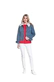 TRU LUXE Fur Collar Denim Jacket, Medium Indigo, L