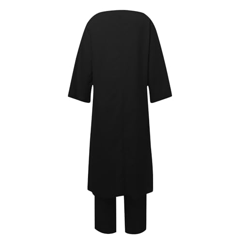 uhnmki Stylish Women's Trousers Suit with Irregular Hem Long Sleeve Top and Wide Leg Pants for Plus Size Fashionistas4