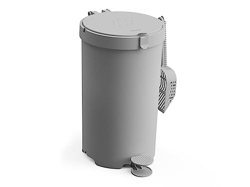 Modkat Premium Litter Keeper - Cat Litter Disposal (Includes Litter Scoop, 2X Bamboo Charcoal Filters, and 10x Recycled Waste Bags (Gray)