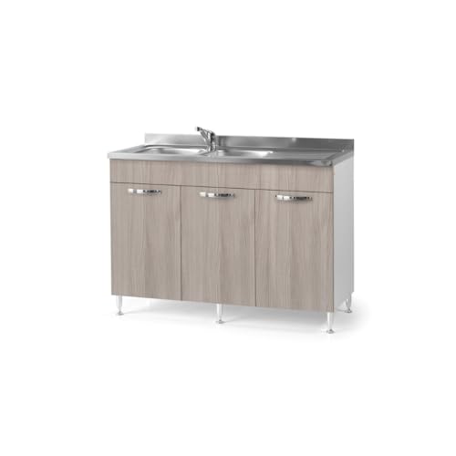Interamente made in italy. Small Mobile Mobiletto Sottolavello cucina ideale per cucine componibile con Ante colore Olmo (85x50x120)