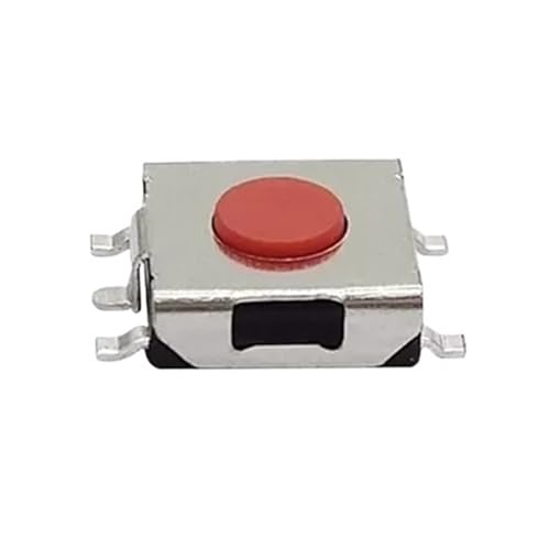 Bouton tactile rouge SMD 5 broches momentané H 2.7mm pour circuit PCB