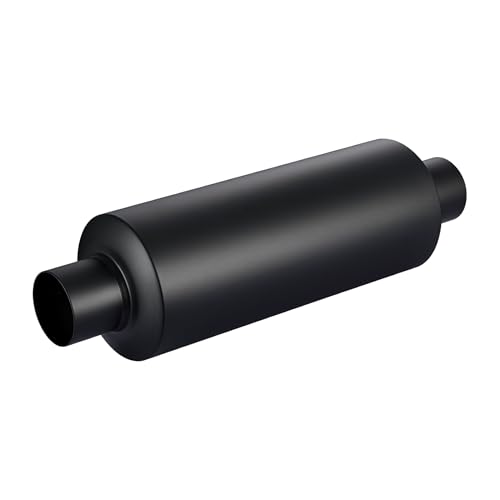 EVIL ENERGY 2 Resonator Muffler 2 Inlet & Outlet (OD) Stainless Steel Universal Straight Through Muffler Deep Tone for Modern Trucks Muscle Cars & Daily Drivers