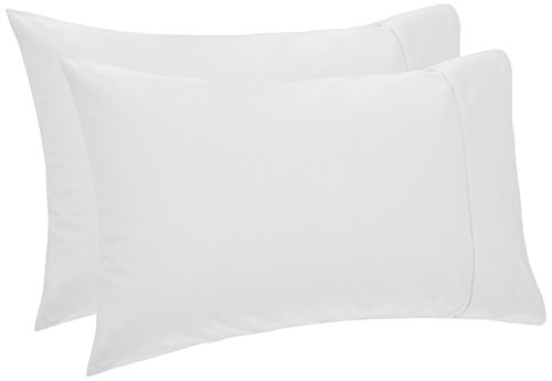 Amazon Brand – Pinzon 400-Thread-Count Hemstitch Egyptian Cotton Pillowcases - King, Light Grey (Set of 2)