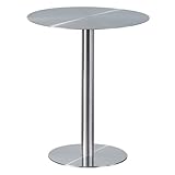 Liyadolaam Runder Stehtisch aus Edelstahl mit 19,6 Zoll/23,6 Zoll Platte für Cocktailbar, Pub, Esszimmer, Bistro | Gewerbliche oder Private Nutzung(60x60x75cm)