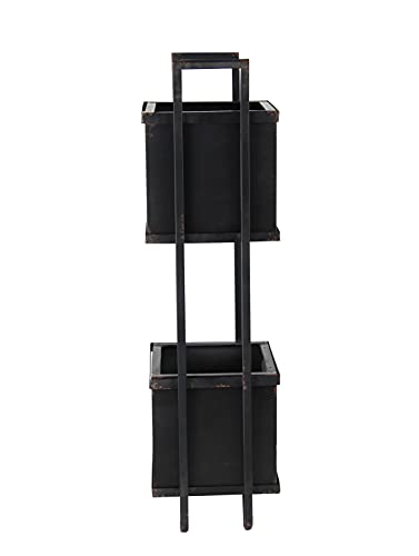 Deco79farmhousetwotiermetalplanter13wx46hblack  Urban Country Home Decor Deco 79 farmhouse two tier metal planter 13 w x 46 h black  urban country home decor