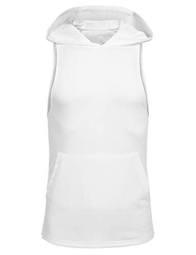 Yitrend Moletom masculino sem mangas com capuz para treino, camisa masculina de ginástica com bolso