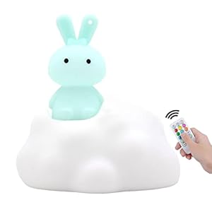 Night Lights for Kids Bule Rabbit Light, 9 Color Changing Children’s Lights Room Decor Animal Nightlights, Bedside lamp, Soft Light, Mood Light, Gift for Boys Girls – Cloudy Blue Bunny