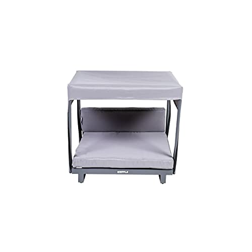 greemotion PET Hundebett mit Dach aus Aluminium und 100% Polyester, 63 x 65 x 65 cm Hundeliege grau