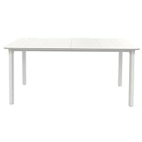 Resol Noa Vierkante tafel voor binnen, buiten, 90 x 90 cm, tuin, terras, balkon, woonkamer, keuken, eetkamer, design, licht, multifunctioneel, voor 2-4 personen, witte voet, zandplaat