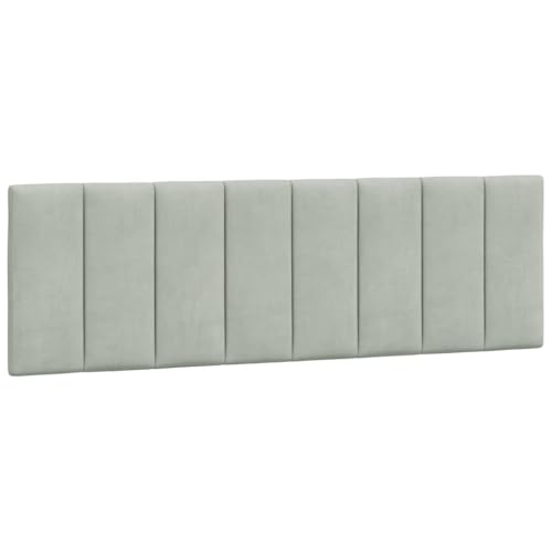 vidaXL Coussin de Tête de Lit Hanko, Oreiller de Tête de Lit avec Bandes Auto-agrippantes, Coussin Rembourré Chambre à Coucher, Gris Clair 160 cm Velours