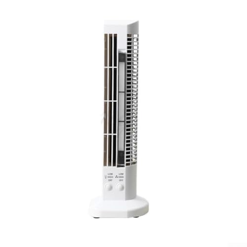 Ventilador de columna compacto con luz, ventilador silencioso para dormitorio, 2 velocidades, ventilador de torre portátil sin asas, 330 mm, blanco (blanco)