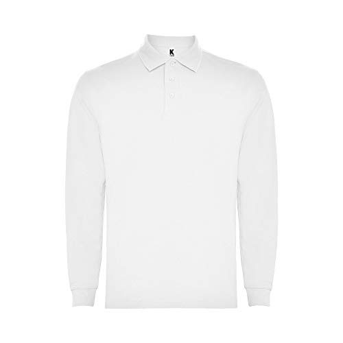 Polo blanc manches longues enfant avec col côtelé robuste et tapis de propreté