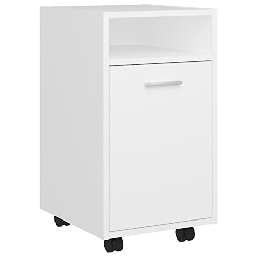 Susany Beistellschrank mit Rollen Rollcontainer Büroschrank Bürocontainer Standschrank Schreibtischcontainer Spanplatte Weiß 33x38x60 cm