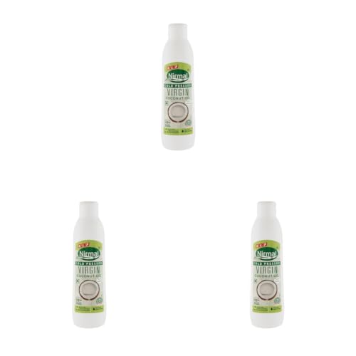 Image of KLF Nirmal Cold Pressed Virgin Coconut Oil, 250 ml, Great for Skin Care & Hair Care | Natural & Edible (Pack of 3)
