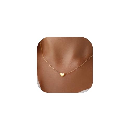 ChicSilver Colgante Corazon Mujer Plata de Ley 925 Collar Romántico de Amor Oro 18K Joyería Delicada Cumpleaños Regalo Madres Novias