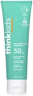 Thinkkids Kids Sunscreen SPF 50+, Mineral Formula, Water Resistant, 3 Fl Oz
