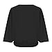 Women Elegant Chiffon Blouses Dressy Casual 3/4 Batwing Sleeve Smocked Hem Shirts Loose Crew Neck Dolman Tunic Tops Black