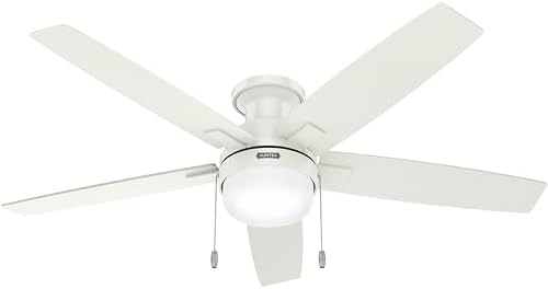 Hunter 52-inch Low Profile Ceiling Fan With Light - Quiet White Fan