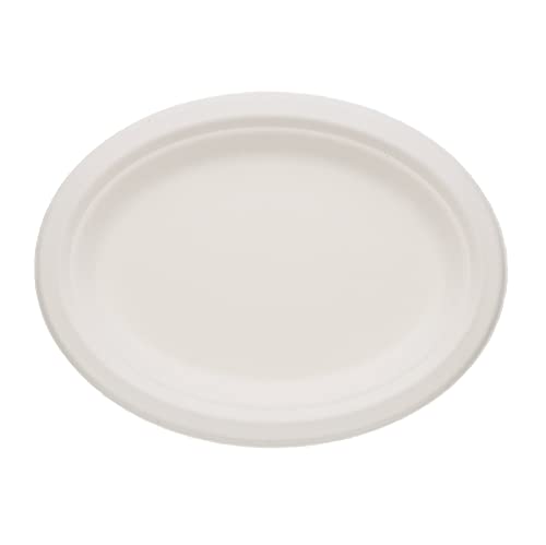 GRADISCO PIATTI OVALI COMPOSTABILI 100 pz - Adatti per ogni occasione. Ideali per alimenti caldi e freddi. Riscaldabile in microonde e forno. Misura 26x19 monouso in polpa di cellulosa/bagassa.