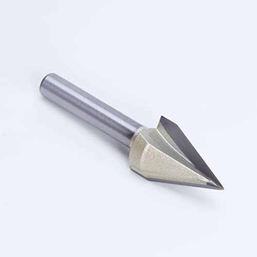 Huhao 1Pc Router Bits 45 Degree V Groove Bit 1/4 Inch Shank Cutting Tool 19/32 Inch Cutting Dia Cnc V Bit For Woodworking Door Engraving #TOP6