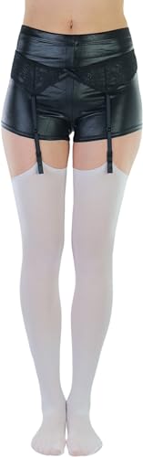 Image of ToBeInStyle Women's Opaque Closed Toe Thigh Highs With Attached Garters