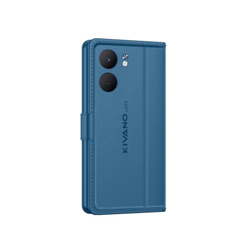 Image of KIVANO LUXE Compatible for Oppo A5X 5G Luxury Handmade Leather Magnetic Flip Folio Case | Card Holder & Kickstand | Slim Protective Cover | Unisex - Blue
