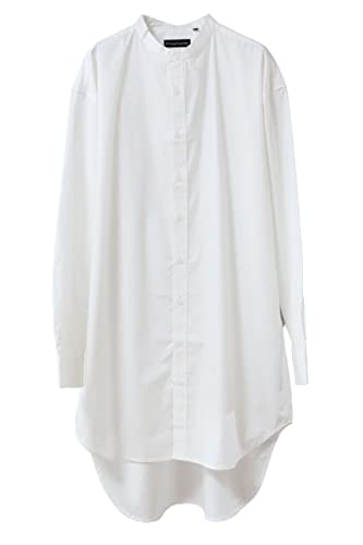 [valletta] [バレッタ] メンズ ブロードシャツ ロング丈 長袖 ビッグ ワイド ロングシャツ ストリートモード [メンズ] ホワイト(バンドカラー) FREEサイズ - valletta - 商品画像