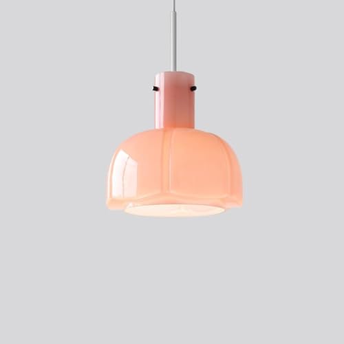 Suspension chinoise rétro vintage en verre rose E27 réglable - 2