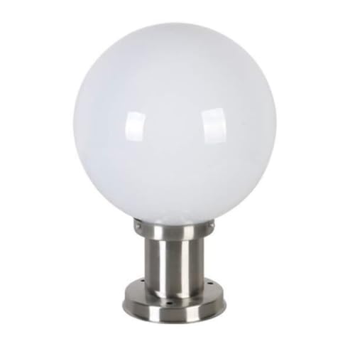 Luz de Poste Exterior Farola Exterior Jardin Lámpara De Columna Para Exteriores Moderna Con Forma De Globo, De Acero Inoxidable, Con Pantalla Acrílica Blanca, Resistente Al Agua, E27 Lámpara de Exteri
