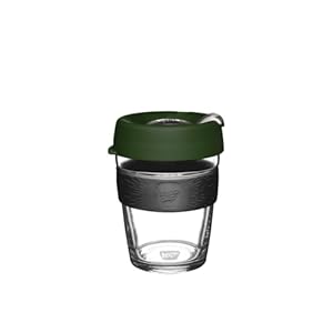 KeepCup Brew, Reusable Coffee Cup - Tempered Glass and Splashproof Sipper Lid, Medium 12oz/340ml - Pine
