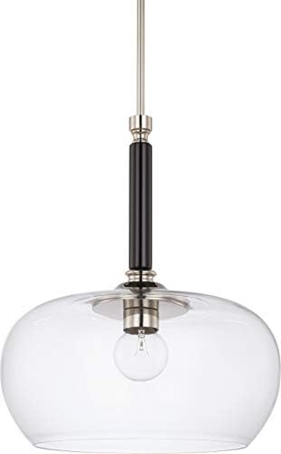 Capital Lighting 325811BT-438 Dosey Modern Cloche Glass Pendant Ceiling Light, 1-Light 100 Watt, 19" H x 16" W, Black Tie