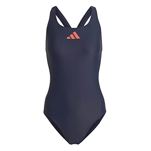 adidas Damen 3 Bar Logo Swimsuit, Shadow Navy/Coral Fusion, 36