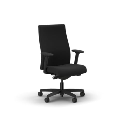 Image of HON Ignition 2.0 Ergonomic Office Chair with Adjustable Arms, Advanced Synchro‑Tilt Recline, Upholstered Desk and Computer Chair for Home Office or Workstation, Black Frame, Black