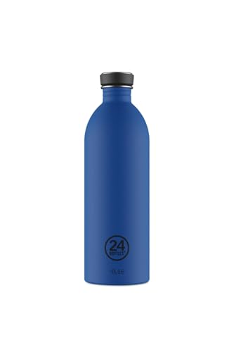 24Bottles Urban - Trinkflasche 1L, Wasserflasche 100% Versiegeltem Deckel, Umweltfreundliche Trinkflasche Edelstahl, Trinkflasche Sport Ultraleichte (Nicht-Thermische), Italian Design, Gold Blue