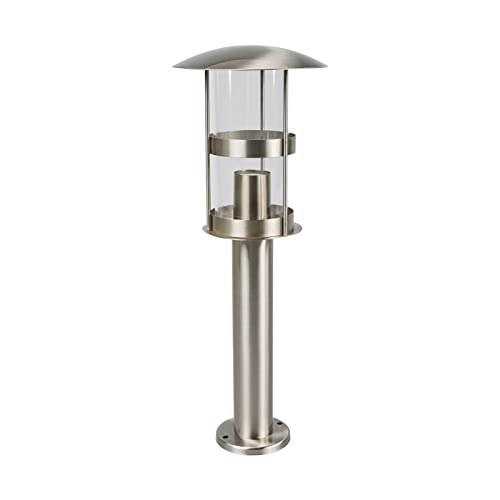 Lindby Luminaire extérieur Noemi (Moderne) en Gris Inox (1 lampe,à E27), borne eclairage exterieur, lumineuse luminaire pour socle
