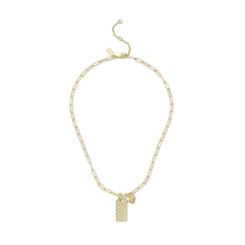 COACH Women's Signature Quilted Cut-Out Hangtag Pendant Necklace