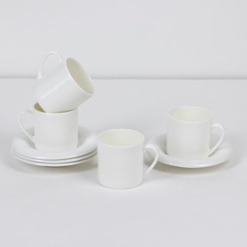 Image of GOLDEN QUEEN'S Cups, Saucer & Spoons Set for Coffee /Tea /Hot Drinks - Set of 18 pcs (Maison White Cups & Saucers)